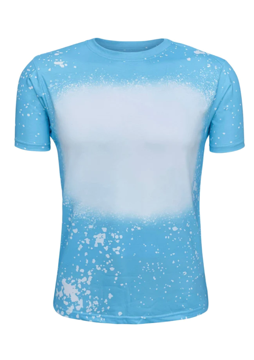  Sublimation Ready Sky Blue Shirt Polyester Faux Bleach